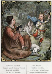 Ilustracja Lorenza Frolicha (1820-1908) do popularnej piosenki „Dobry król Dagobert””. Wydanie J. Hetzel. Około 1880 r.
