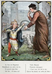 Ilustracja Lorenza Frolicha (1820-1908) do popularnej piosenki „Dobry król Dagobert””. Wydanie J. Hetzel. Około 1880 r.