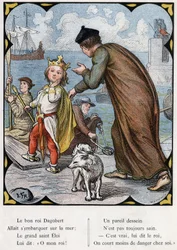 Ilustracja Lorenza Frolicha (1820-1908) do popularnej piosenki „Dobry król Dagobert””. Wydanie J. Hetzel. Około 1880 r.