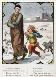 Ilustracja Lorenza Frolicha (1820-1908) do popularnej piosenki „Dobry król Dagobert””. Wydanie J. Hetzel. Około 1880 r.