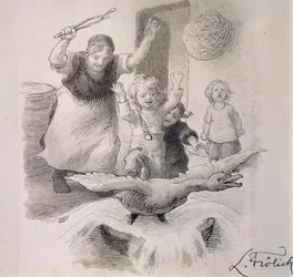 Brzydkie kaczątko, ilustracja Lorenza Frolicha (1820-1908) do baśni Hansa Christiana Andersena (1805-1875).