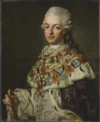 Gustaw III de Suede - Portret króla Szwecji Gustawa III (1746-1792), autorstwa Pascha, Lorenza Młodszego (1733-1805). Olej na płótnie, ok. 1773. Wymiar: 77x62 cm. Muzeum Narodowe w Sztokholmie
