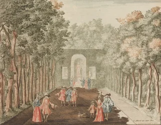 De Laan na Ceres, naprzeciwko „t Beeld van Phaunus”, w: Tooneel Der Voornaamste Nederland..., b.d.