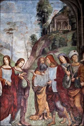 Życie św. Cecylii: Ślub św. Cecylii i Waleriana, detal (fresk)