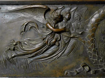 Dwa anioły, detal Relikwiarza św. (relief z brązu, 1432-1442)