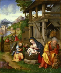 „Nativite” Peinture de Lorenzo Leonbruno (1480-1537) wer. 1515 Narodowe Muzeum Sztuki Zachodniej, Tokio