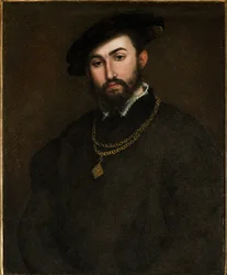 Portret Girolamo degli Azzoni Avogaro (1467-1519) par Lotto, Lorenzo (1480-1556). Olej na płótnie, format: 67x52, I poł. XVI w., Fondazione Cini, Wenecja