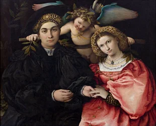 Portret Marsilio Cassottiego i jego narzeczonej Faustyny ​​- Lotto, Lorenzo (1480-1556) - 1523 - Olej na drewnie - 71x84 - Museo del Prado, Madryt