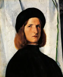 Portret młodego mężczyzny z lampą