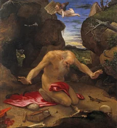 Saint Jerome - Lotto, Lorenzo (1480-1556) - 1546 - Olej na płótnie - 99x90 - Museo del Prado, Madryt