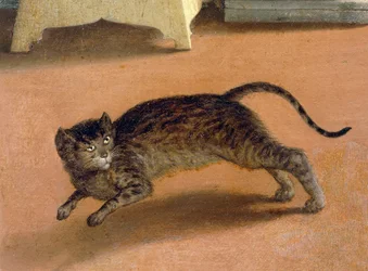 Przerażony kot, fragment Zwiastowania w Recanati, ok. 1534, Lorenzo Lotto (1480-1556), olej na płótnie