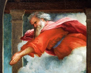 Ojciec Przedwieczny, fragment Zwiastowania, ok. 1434, p. Lorenzo Lotto (1480-1556), olej na płótnie