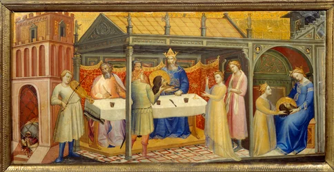 Herode Banquet de Herode (Herode Antipas): Córka Herodiady (Salome), zaproszona do tańca podczas urodzin Herody, uwodzi Herodę, która przysięga, że da jej wszystko, o co poprosi. Odpowiada za namową matki: „Daj mi tutaj, dalej