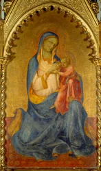 Dziewica i Dzieciątko. Obraz Lorenzo Monaco (1365/70-1425). Wymiary: 0,92x0,54m.
