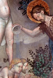 Św. Jan Chrzciciel chrzczący tłumy w rzece Jordan, detal (Fresco