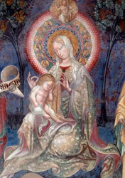 Dziewica z Dzieciątkiem ze św. Janem Chrzcicielem i św. Jakubem apostołem, detal (Fresco
