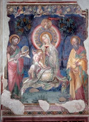 Dziewica z Dzieciątkiem w otoczeniu św Jakuba Apostoła i św Jana Chrzciciela (Fresco