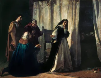 La queen Jeanne Iere dite Jeanne la Folle (Juana la Loca) (1479-1555) Obraz Lorenzo VALLES (1830-1910). Madryt. Muzeum Prado.