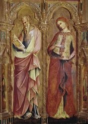 Św. Jan Ewangelista i Św. Maria Magdalena - Fragment poliptyku Zwiastowania (1357, tempera i złoty płatek na desce)