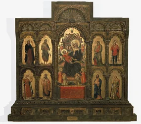 Madonna z Dzieciątkiem ze Świętymi - Poliptyk (tempera i złoty płatek na desce, II poł. XIV w.)