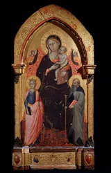 Dziewica i Dzieciątko ze św. Katarzyną Aleksandryjską, św. Antonim Wielkim i aniołami Obraz Bicci di Lorenzo (1373-1452) ok. 1415 r. Dim 90,4x43,5 cm Asyż, Muzeum Skarbu Bazyliki San Francesco