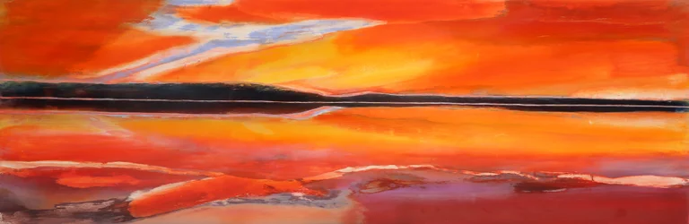 Phoenix Rising, 2014, olej i szelak na panelu gesso