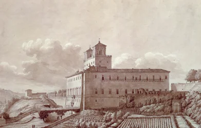 Willa Medici na wzgórzu Pincian (Pincio) w Rzymie, autor: Louis-Auguste Boileau (1812-1896), Włochy