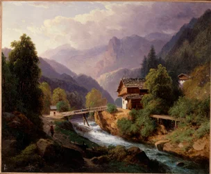 Pejzaż Szwajcarii Obraz Augustusa Louisa Lapito (1803-1874) XIX-wieczna kolekcja prywatna