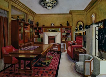 Gabinet Leona Boucheta (1880-1940), akwarela Libis dla Le Confotable, Francja, XX wiek