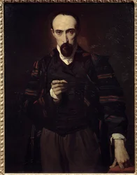 Portret malarza i rytownika Achille Deveria (1800-1857). Obraz Louisa Boulangera (1806-1867)