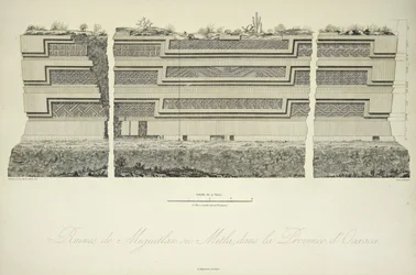 Ruiny Miguitlan lub Mitla, w prowincji Oaxaca, ilustracja z „Widoków Kordylierów i pomników ludów tubylczych Ameryki” autorstwa Alexandra von Humboldta i Aime Bonplanda