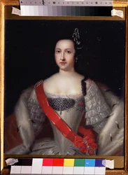„Portret regentki Rosji Anny Leopoldovnej (1718-1746), matki cara Iwana VI”” Obraz Louisa Caravaque (1684-1754) Około 1733 r. Państwo V. Tropinin-Museum, Moskwa