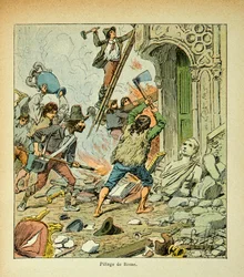 Ilustracja autorstwa Bombled Louis (1862-1927) z książki „Memoriał św. Heleny” hrabiego Emmanuela de Las Cases (1766-1842): Plądrowanie Rzymu, kolekcja prywatna