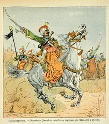 Ilustracja autorstwa Bombled Louis (1862-1927) z książki „Memoriał św. Heleny” hrabiego Emmanuela de Las Cases (1766-1842): Mameluk z Imperiale Guard, kolekcja prywatna