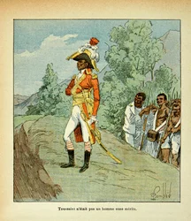 Ilustracja zbombardowanego Louisa (1862-1927) z książki „Memoriał św. Heleny” hrabiego Emmanuela de Las Cases (1766-1842): Portret Toussaint Louverture (1743-1803) Kolekcja prywatna