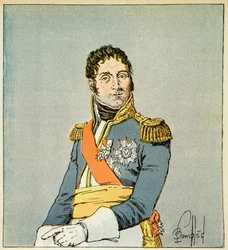 Ilustracja zbombardowanego Louisa (1862-1927) z książki „Memoriał św. Heleny” hrabiego Emmanuela de Las Cases (1766-1842): Portret marszałka Andre Masseny (1758-1817), księcia Rivoli i księcia Essling , Prywatna kolekcja