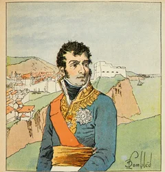 Ilustracja zbombardowanego Louisa (1862-1927) z książki „Memoriał św. Heleny” hrabiego Emmanuela de Las Cases (1766-1842): Portret marszałka Auguste Frederic Louis (Auguste-Frederic-Louis) autorstwa Viesse de Marmont ( 1774-1852), książę Raguse, Pr