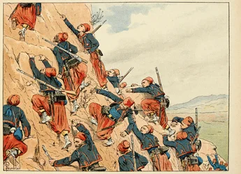 Ilustracja zaczerpnięta z książki „Les heros du Siecle”, anegdotyczne recytacje Dicka de Lonlay i ilustrowane przez Louisa Bombleda (1862-1927)