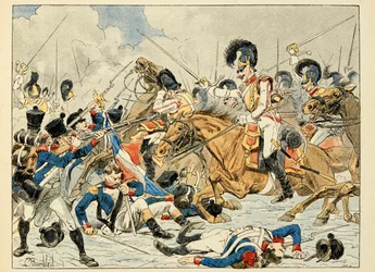 Ilustracja zaczerpnięta z książki „Les heros du Siecle”, anegdotyczne recytacje Dicka de Lonlay i ilustrowane przez Louisa Bombleda (1862-1927)