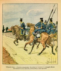 Wschodnia Armia Eugeniusza Sierżanta, dit Grenest, zilustrowana przez Louisa Bombleda (1862-1927) (Wojna francusko-niemiecka; kampania 1870-1871): Obrona Dijon 29 października