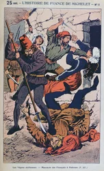 „Nieszpory sycylijskie” (30 marca-koniec kwietnia 1282), ilustracja Michele do popularnej historii Francji, ok. 1900 (kolorowa grawerunek)