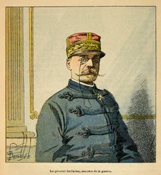 Wojna na Madagaskarze – anegdotyczna historia francuskich ekspedycji 1885-1895 Henri Galli dit Galllichet (1854-1922), ilustracja Louis Bombled (1862-1927): Portret generała Emile Auguste Francois Zurlinden (1837-1929), minister wojny, szeregowiec C
