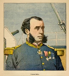 Wojna na Madagaskarze – anegdotyczna historia francuskich ekspedycji z lat 1885-1895 Henri Galli dit Galllichet (1854-1922), ilustracja Louis Bombled (1862-1927): Portret admirała Paula Emile Miota (1827-1900), kolekcja prywatna