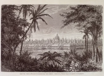 Widok Angkor Thom około 1870 r. - w „Podróży do Kambodży” Louisa Delaporte, Paryż