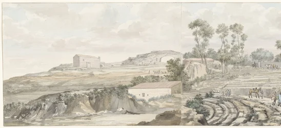 Wnętrze spotkało teatr trappen van w Syrakuzach Widok wnętrza i trybun Teatru Syracuse (tytuł na obiekcie) Podróże po Włoszech, Sycylii i Malcie - 1778 (tytuł serii)