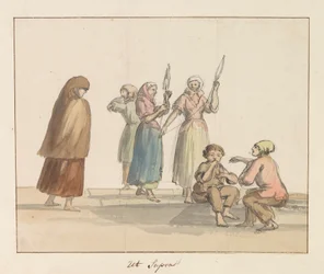 Tradycyjne stroje wyspy Gozo Costume de Ghozo (tytuł na obiekcie) Voyage en Italy i Sicile et à Malte - 1778 (tytuł serii)