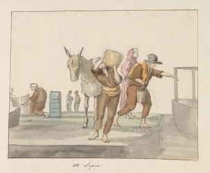 Tradycyjne stroje wyspy Gozo Costume de Ghozo (tytuł na obiekcie) Voyage en Italy i Sicile et à Malte - 1778 (tytuł serii)
