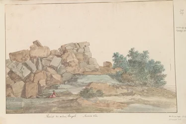 Świątynia Resten van Zeus Olympus w Agrigento Ruiny tej samej świątyni. Drugi widok (tytuł na obiekcie) Podróże po Włoszech, Sycylii i Malcie - 1778 (tytuł serii)