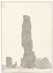 Ruïne van toren langs de grote weg tussen Terracina en Fondi Torre delle sette facciate na głównej drodze między Terracina i Fondi (tytuł na obiekcie) Podróże po Włoszech, Sycylii i Malcie - 1778 (tytuł serii)