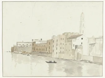 Stadsgezicht in Bari vanuit een raam in de herberg Widok na punkt miasta Bari z okna naszego hostelu (tytuł na obiekcie) Podróże po Włoszech, Sycylii i Malcie - 1778 (tytuł serii)